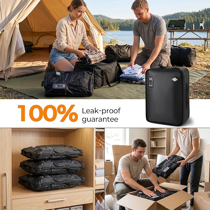 MOUNTRAX Vacuum Seal Bags for Travel with Bag-Pump Integrated Design, 28L Compression Packing Cubes for Carry-On Suitcase & Travel Backpack, Reusable IP67 Waterproof Vacuum Storage Kit, Gift Set - Image 6