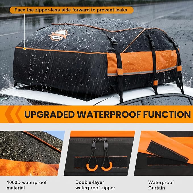 Sailnovo Aerodynamic Rooftop Cargo Carrier Bag, 20 Cubic Feet Waterproof Car Top Carrier for All Vehicles with/Without Racks, Holds Luggage for 4-6, Includes Anti-Slip Mat, Storage Bag, Luggage Lock - Image 6