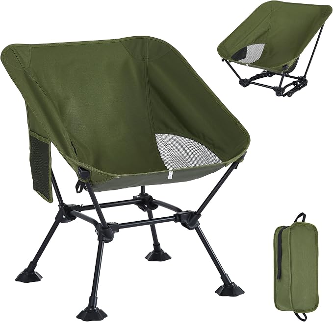 Ultralight Camping Chair,Compact Folding Chair with Anti-Sinking Large Feet and Storage Bag,Lightweight Backpack Chair for Naturehike,Travel,Beach,Hiking by Cuzobro
