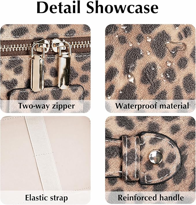 Makeup Case for Women, Leather Makeup Bag Cosmetic Case with Removable Divider, Large Capacity Waterproof Portable Travel Toiletry Make up Organizer Case - Image 6
