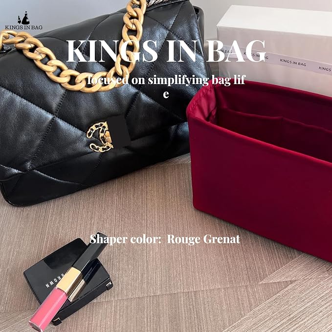 Purse Organizer Insert for 19 Handbag, Satin Bag Insert Compatible with Chanel, Lightweight and Soft Touch Inner Bag for Women Luxury Handbags, Multicolor Options(Rouge Grenat, Jumbo30) - Image 2