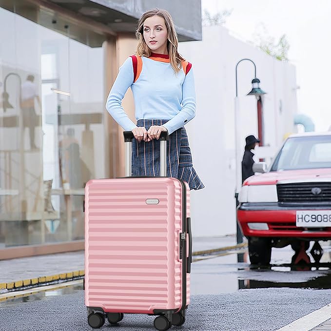 SHOWKOO Luggage Sets 3 Piece Hardside Expandable Suitcase with Double Spinner Wheels Tsa Lock, (Pink, 5 piece set) - Image 2