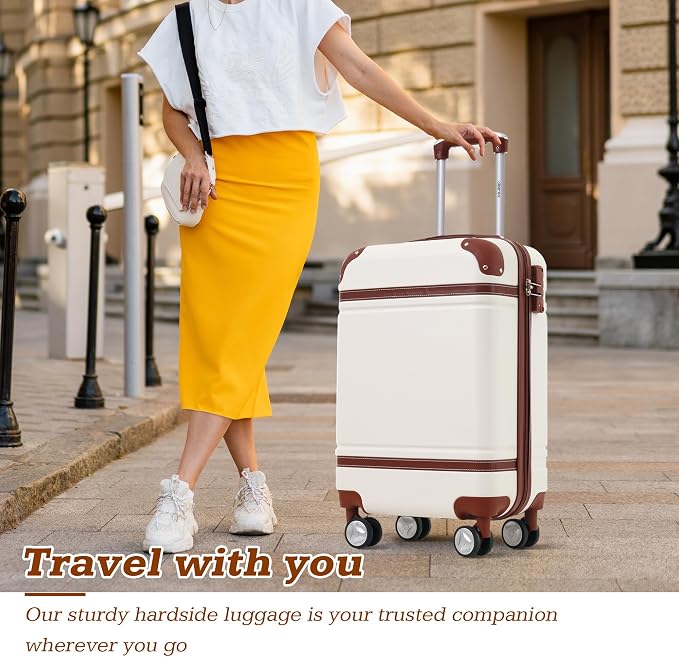 Merax Luggage Set,28 IN Hardside Suitcase with Duffel Bags,3 Piece Expandable Luggage with Spinner Wheels, Vintage Luggage with TSA Lock Lightweight,(White) - Image 7