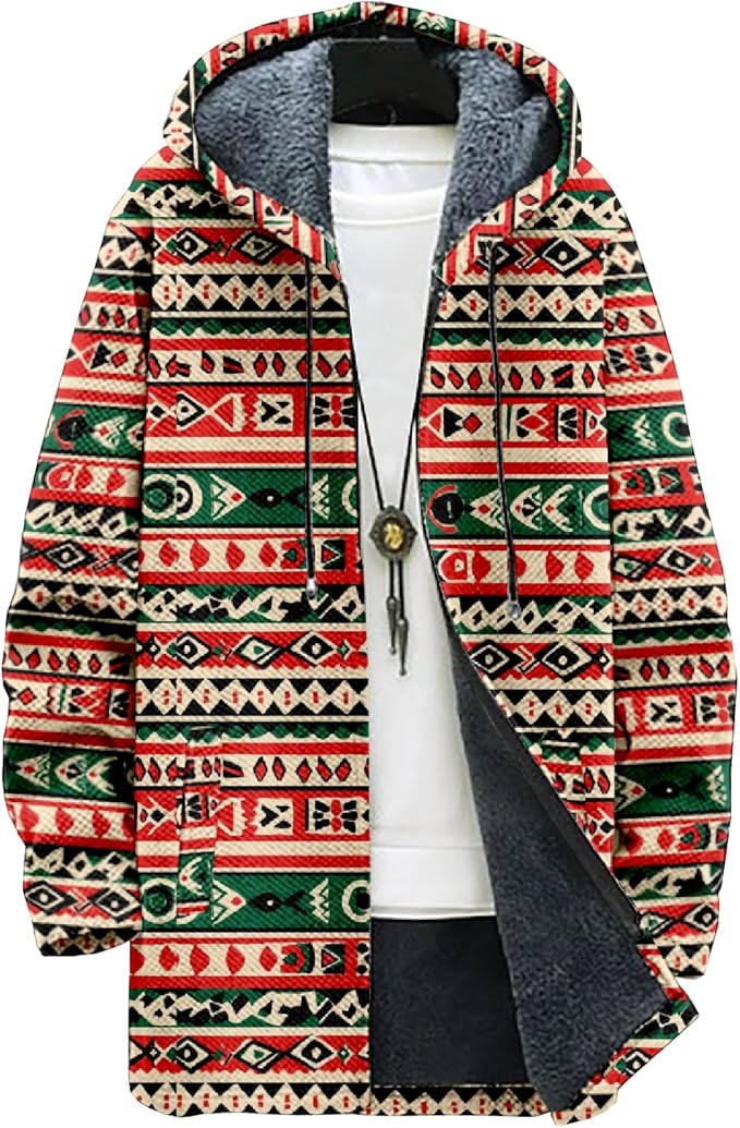 Full Zip Hoodies for Men Long Fleece Lined Knitted Hoodies with Pockets Fashion Coat Warm Cardigan for 2024