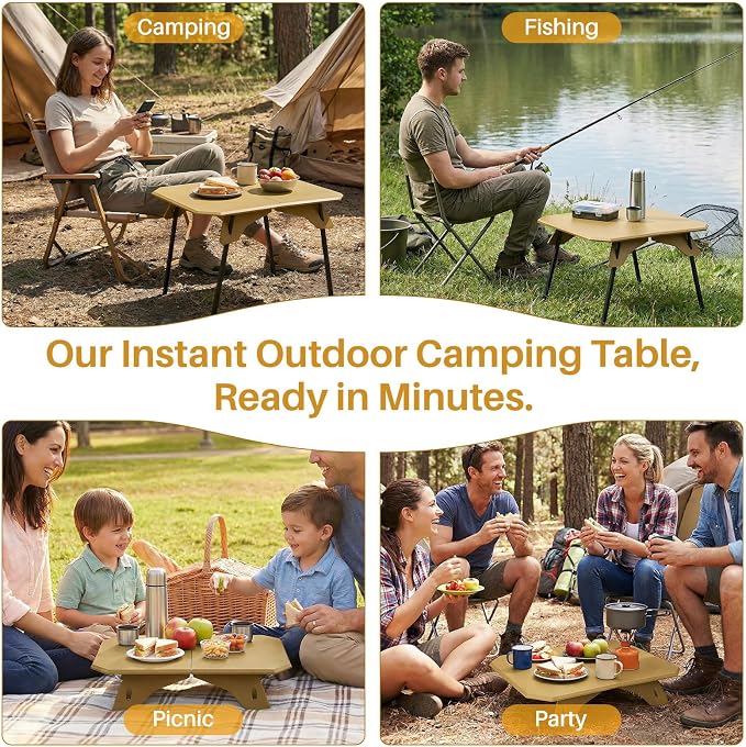 TOPCHANCES Ultralight Camping Table, Compact & Collapsible Aluminum Camping Tables for Backpacking, 2 Height Settings -Portable Carry Case for Hiking, Expeditions & Patio(Khaki) - Image 6