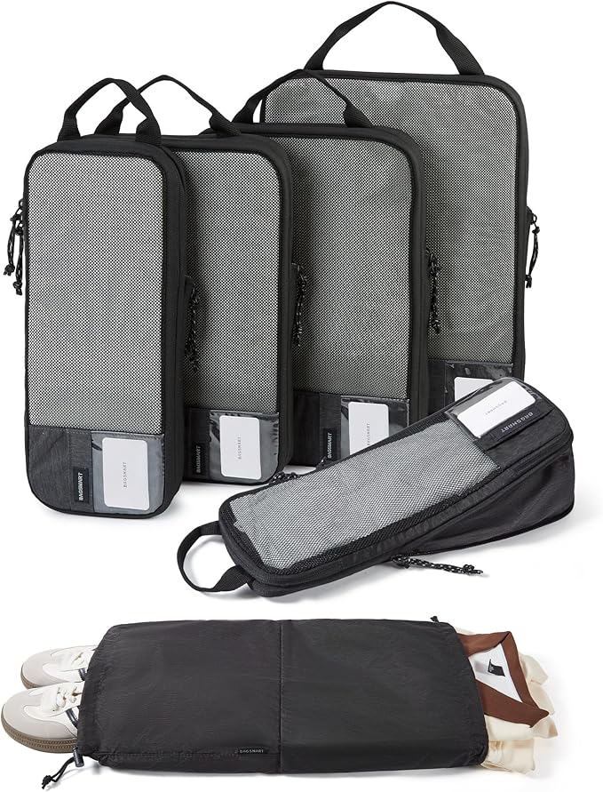 BAGSMART 6 Set /4 Set/2 Set Compression Packing Cubes for Travel, Lightweight Luggage Organizer Bags, Durable Space Saver Bags Travel Essentials by BAGSMART