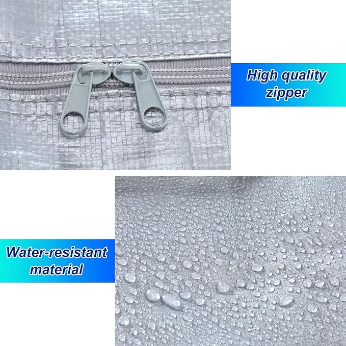 Windyun 4 Pack 57 Gallon Extra Large Moving Bags XXL Heavy Duty Storage Bag with Strong Zipper Handle Jumbo Big Tote Box Foldable for College Dorm Travel Clothes Duffle Blanket Pillow(Silver) - Image 3