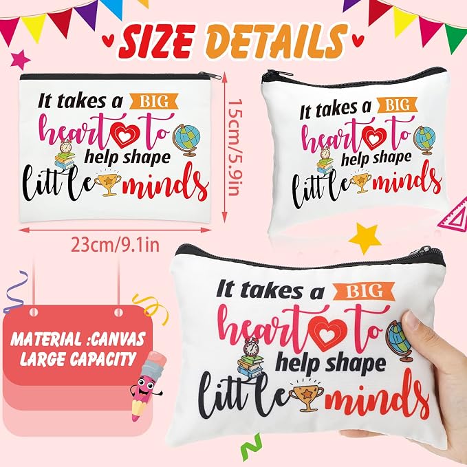 Hillban 32 Pcs Teacher Appreciation Gifts Bulk Colorful Appreciation Makeup Bag Funny Pencil Pouch for Women Thank You Gifts for Teacher Birthday Retirement(Cute) - Image 3