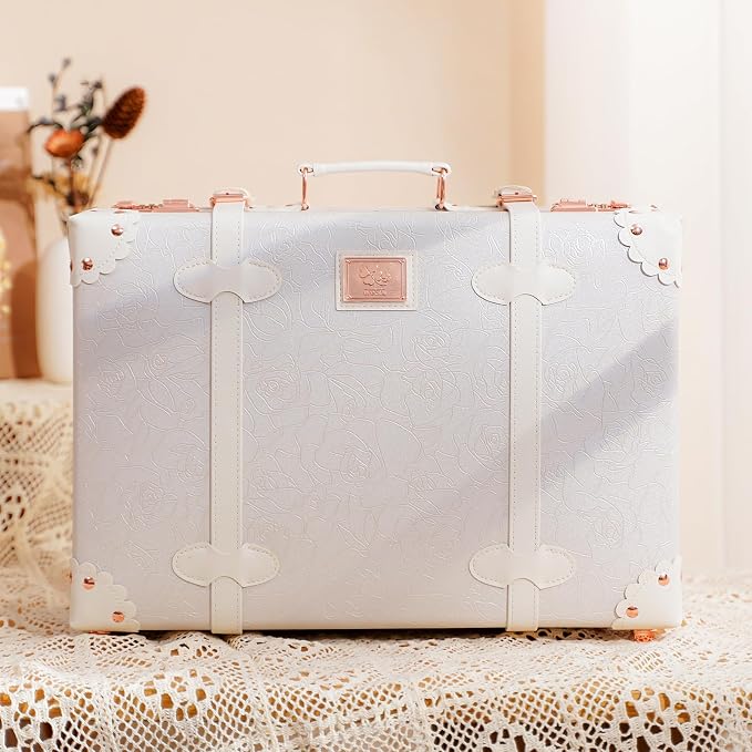 urecity Vintage and Cute Carry-on Overnight Case Non-wheeled Mini Leather Trunk Suitcase with Shoulder Strap - Image 2