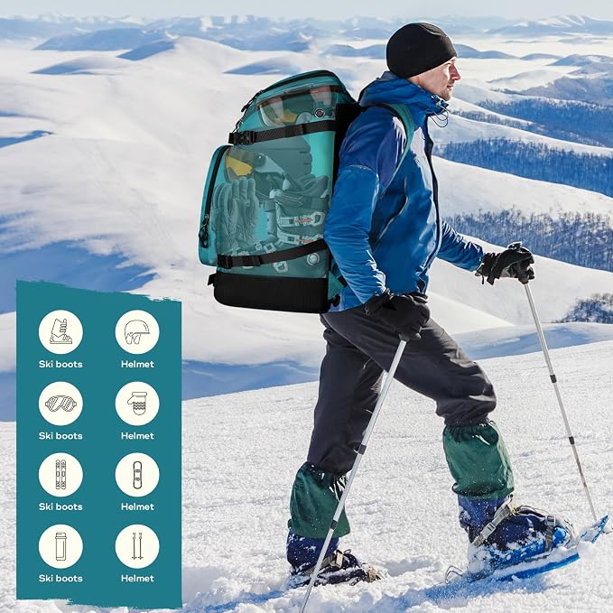 Maelstrom Ski Boot Bag,55L Large Ski Boots Travel Backpack for Men Women,Waterproof Snowboard Boot Bag for Skis Accessories - Image 7