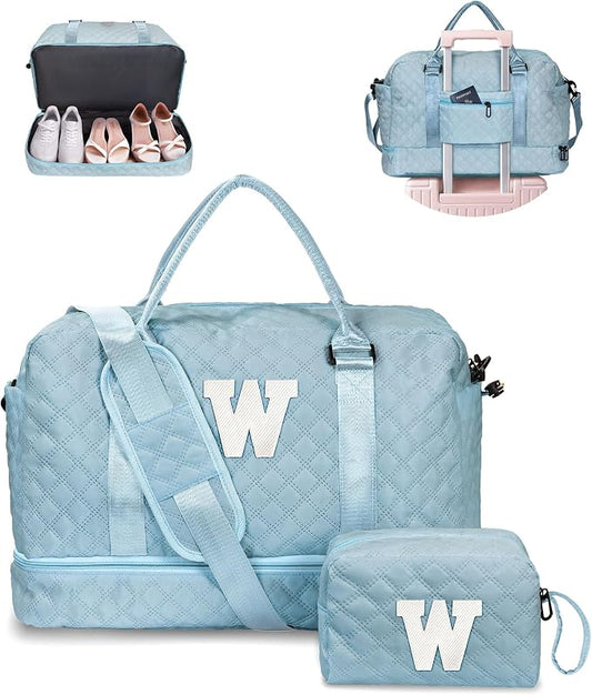 Weekend Bag | Personalized Monogram & Wet Pocket | Lady's Overnight Travel Carrier with Makeup Bag as Gift by Vogewood