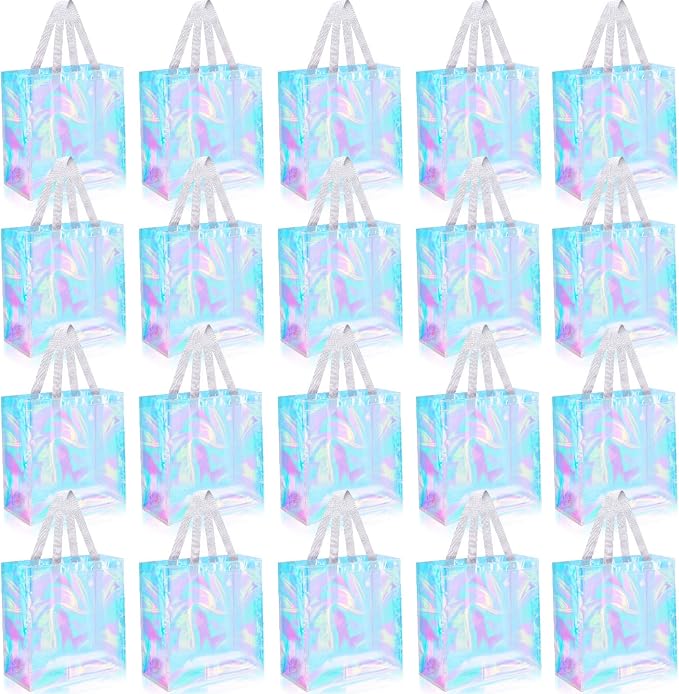 Saintrygo 20 Pack Clear Tote Bags Bulk 12 x 12 x 6 PVC Plastic Tote Bag with Handles for Stadium Work Beach Sports(Laser Color) by Saintrygo