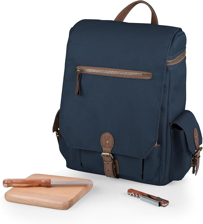 LEGACY - a Picnic Time brand Moreno 3-Bottle Wine & Cheese Tote, Padded Wine Carry Tote Bag with Handle and Adjustable Shoulder Strap, (Navy Blue) by PicnicTimeFamilyofBrands