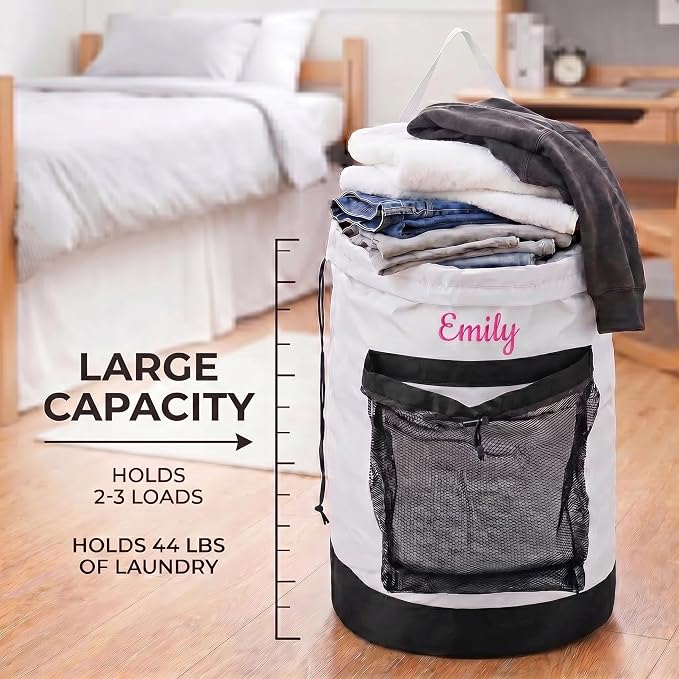 Personalized Laundry Bag Heavy Duty Custom Graduation University XL Bag Backpack with Hanging Shoulder Strap & Mesh Pocket - Back to School College Graduation Gift - Choose Your Font & Thread Color - Image 4