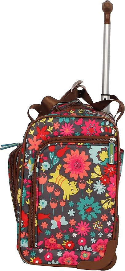 Lily Bloom Designer 15 Inch Carry On - Weekender Overnight Business Travel Luggage - Lightweight 2- Rolling Wheels Suitcase - Under Seat Rolling Bag for Women (Playful Garden Gray) - Image 6