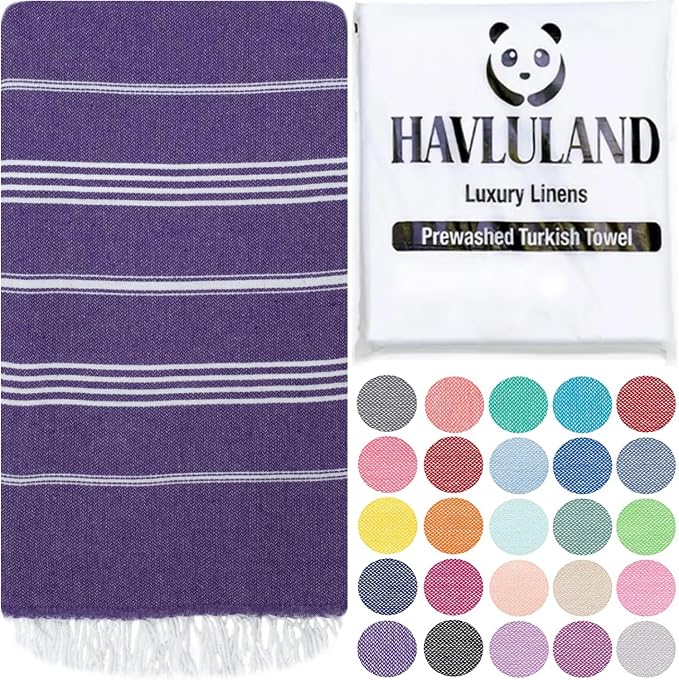 HAVLULAND Turkish Beach Towels, Oversized 40"x72" Turkish Bath Towel, Highly Absorbent Quick Dry Sand Free Beach Towels for Beach Pool Spa Gym Yoga Travel Camping Picnic Blanket - Purple by Havluland