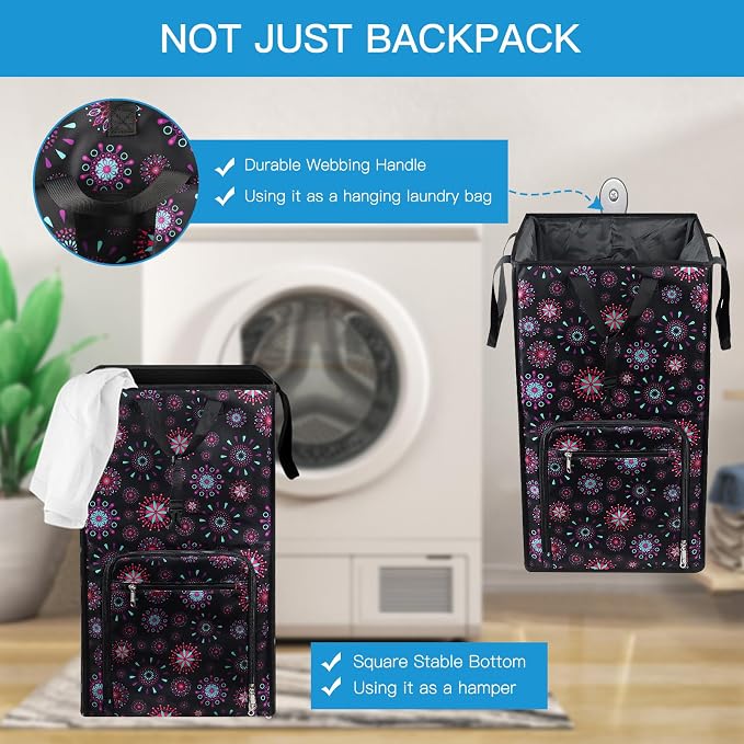 Bukere Laundry Backpack Bag for Women Girls, Extra Large Laundry Basket Hamper for College Dorm Room Essentials, Adjustable Shoulder Straps, Collapsible Freestanding Laundry Bag for Gym, Yacht - Image 4