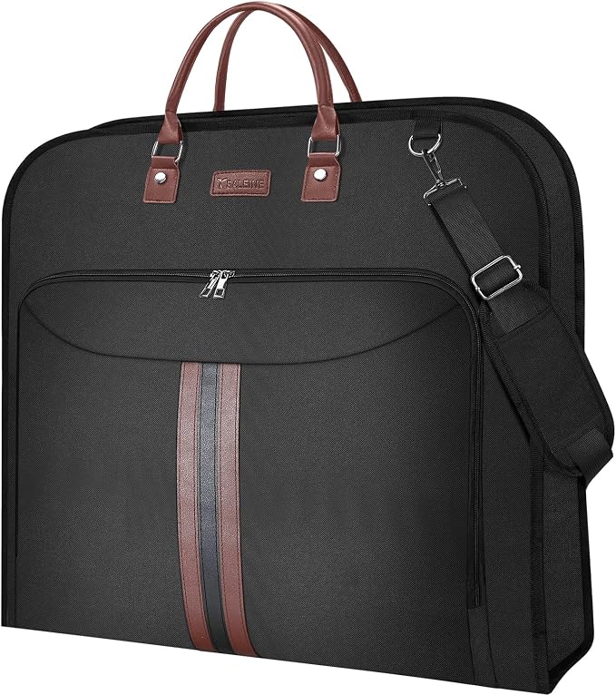 BALEINE Travel Garment Bag, Travel Suit Bag for Men, Water Resistant Carry on Garment Bag for Hanging Clothes, Garment Duffel Bag for Travel Business (Black, 48") by BALEINE