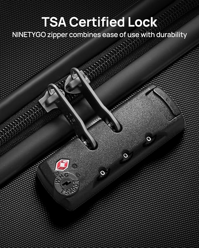 NINETYGO Carry On Suitcase, 20 Inch Carry-On Luggage with Double Spinner Wheels, Dry Wet Separate, PC Hard Case Suitcase, Lightweight Travel Luggage, TSA Approved (Black, Danube) - Image 5