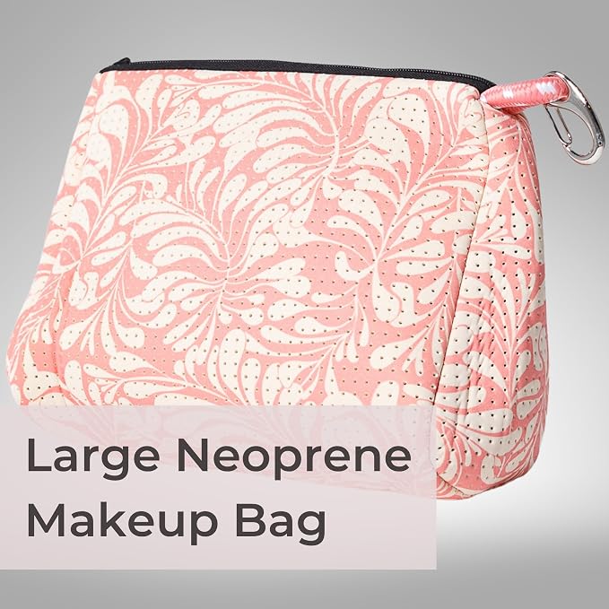 POPUPS Large Makeup Bag with Zipper - Waterproof Neoprene Cosmetic Bag 7.7 x 10.75 x 5 inches - Image 2