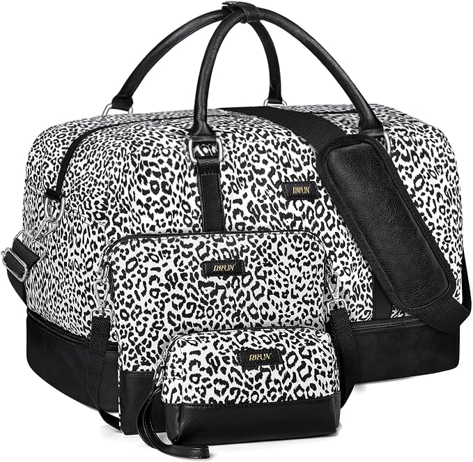 IBFUN Weekender Bags for Women, 21" Weekender Travel Bag, Travel Duffle Bag with Shoe Compartment Carry on Overnight Duffel Bag for Weekend Travel Business Trip, 3PCS by IBFUN