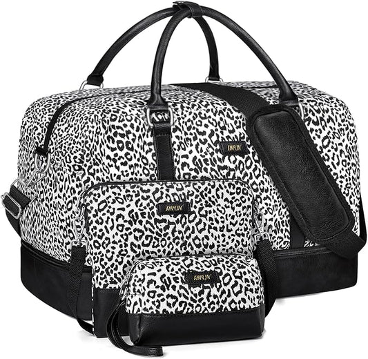 IBFUN Weekender Bags for Women, 21" Weekender Travel Bag, Travel Duffle Bag with Shoe Compartment Carry on Overnight Duffel Bag for Weekend Travel Business Trip, 3PCS by IBFUN