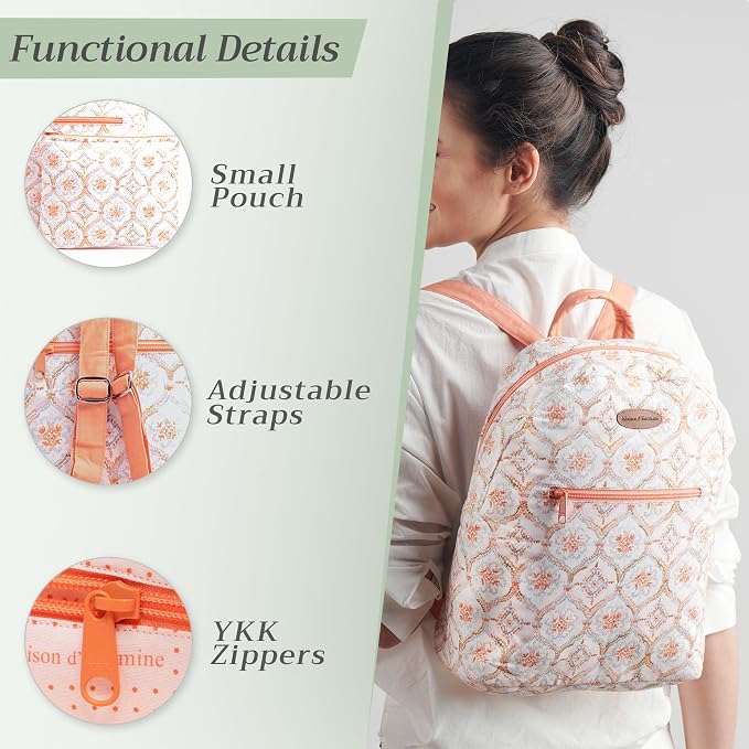 Maison d' Hermine Backpack for Women Men Cotton Shoulder Multipurpose Rucksack with Small Pouch Lightweight Multi Pocket Bag for Travel Work Beach Perfect for Spring Summer (Fair Isle) - Image 4