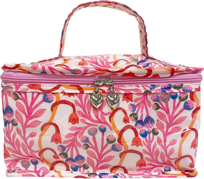 Jacaranda Living Vanity Bag - Water-Resistant, PVC-Lined - Strawberry Vine by JacarandaLiving