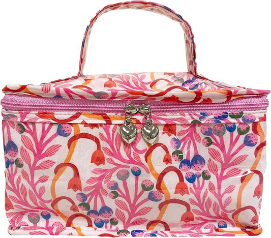Jacaranda Living Vanity Bag - Water-Resistant, PVC-Lined - Strawberry Vine by JacarandaLiving