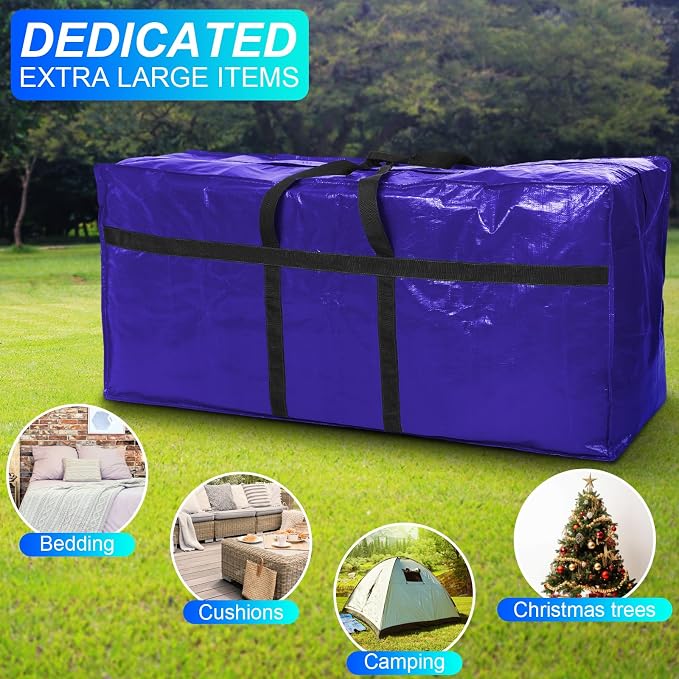 Windyun 4 Pack 57 Gallon Extra Large Moving Bags XXL Heavy Duty Storage Bag with Strong Zipper Handle Jumbo Big Tote Box Foldable for College Dorm Travel Clothes Duffle Blanket Pillow(Navy Blue) - Image 6