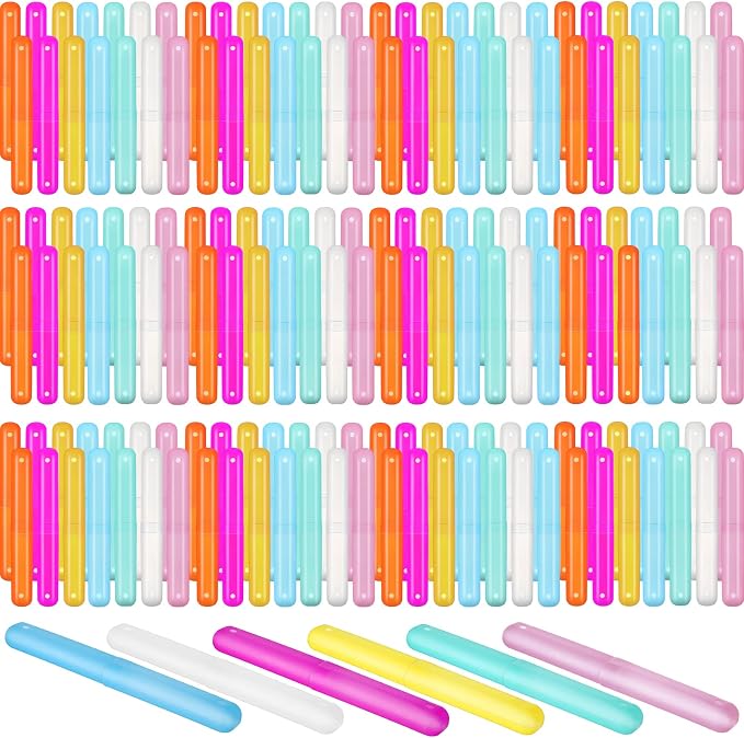 Lallisa 200 Piece Travel Toothbrush Case Holder Bulk Multicolor Portable Toothbrush Covers Plastic Tooth Brush Containers for Travel Camping School Indoor Outdoor by Lallisa