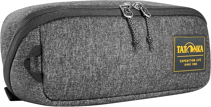 Tatonka Square Zip Pouch M (2L) – Foldable Washing Bag with 2 Zippered Mesh Pockets, No PFC/PFAS, 10 x 25 x 9 cm, Black/White, 10 x 25 x 9 cm, Hinged Wash Bag, Black/White, 10 x 25 x 9 cm, Hinged Wash Bag by Tatonka