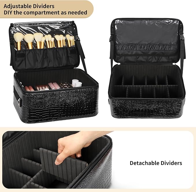 OCHEAL 18" Rolling Makeup Case, Professional 4-in-1 Trolley Case | 3-Layer, Large Cosmetic Organizer with Wheels,Large Makeup Case & Double Brush Organizer, 6 Travel Bags - Image 5