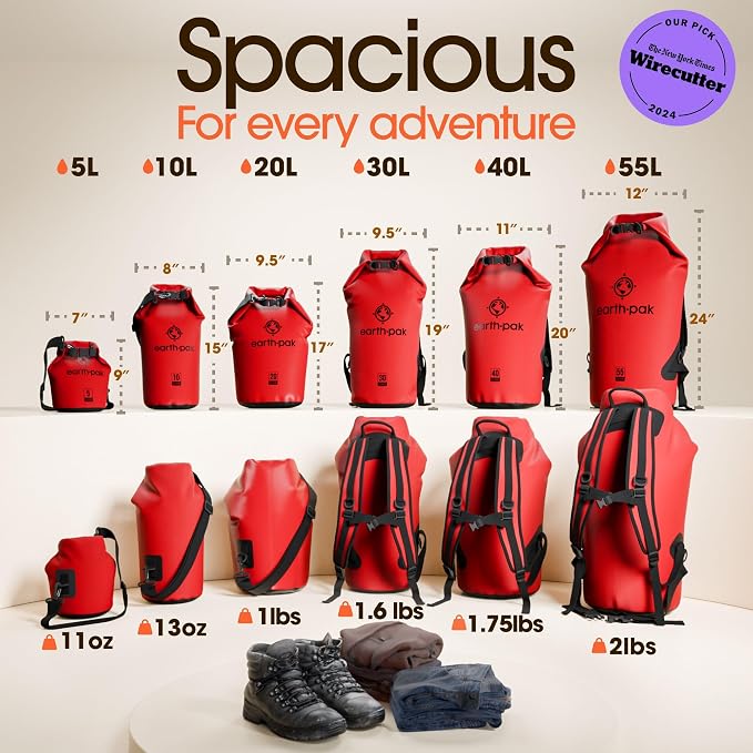 Earth Pak Waterproof Dry Bag - Roll Top Waterproof Backpack Sack Keeps Gear Dry for Kayak with Waterproof Phone Case - Image 2