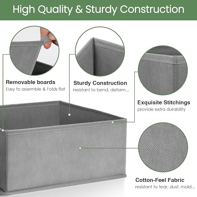 Criusia Drawer Organizer Clothes,16 Pack Underwear Drawer Organizers, Foldable Closet Organizers and Storage Dresser Drawer Dividers Clothing Organizer for Clothes, Socks, Scarves, Bra, Ties (Grey) - Image 4
