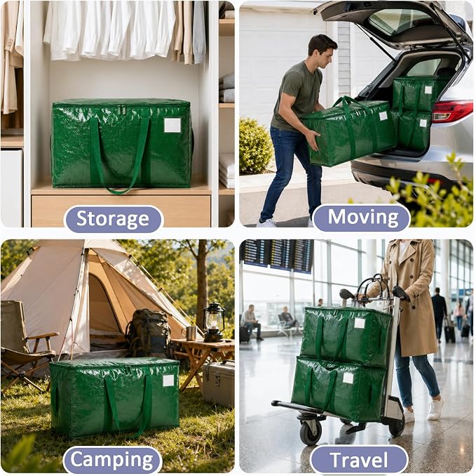 Songrey Heavy Duty Moving Bags, 8 Pack Large Storage Bags with Zipper & Handles, Waterproof Totes Bags for Clothes Packing, Moving, College Supplies, Home Organization - Image 7