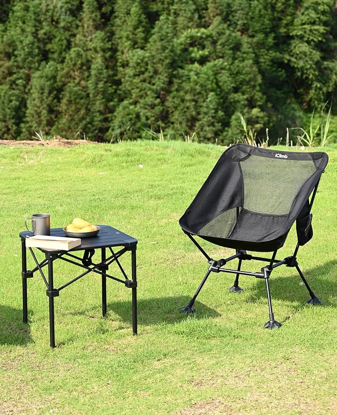 iClimb Lightweight Stable Alu. Folding Square Table Roll Up Top with Carry Bag for Camping Picnic Backyards BBQ Camp Kitchen (Silver, S) - Image 10