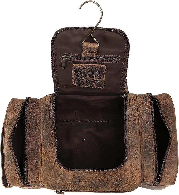 KomalC Extra-Large Leather Toiletry Bag for Men & Women – Luxury Travel Dopp Kit with Multi-Compartment Storage, Waterproof Lining & Premium YKK Zippers – Unisex Toiletry & Cosmetic Organizer - Image 7