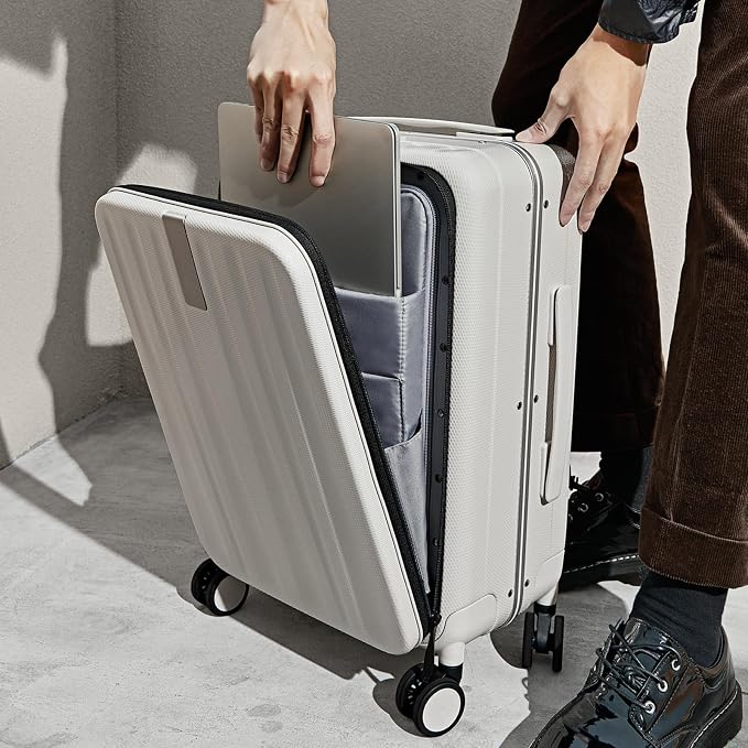 Hanke 20 Inch Carry On Luggage Hard Shell Suitcases with Wheels Luggage Suitcase Travel Luggage for Women Men Rolling Luggage Bags for Business Trip Weekender-Ivory white - Image 9