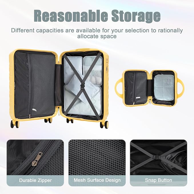 Hardshell Luggage, Lightweight Durable ABS Suitcase with Spinner Wheel, 14/20 - Image 5