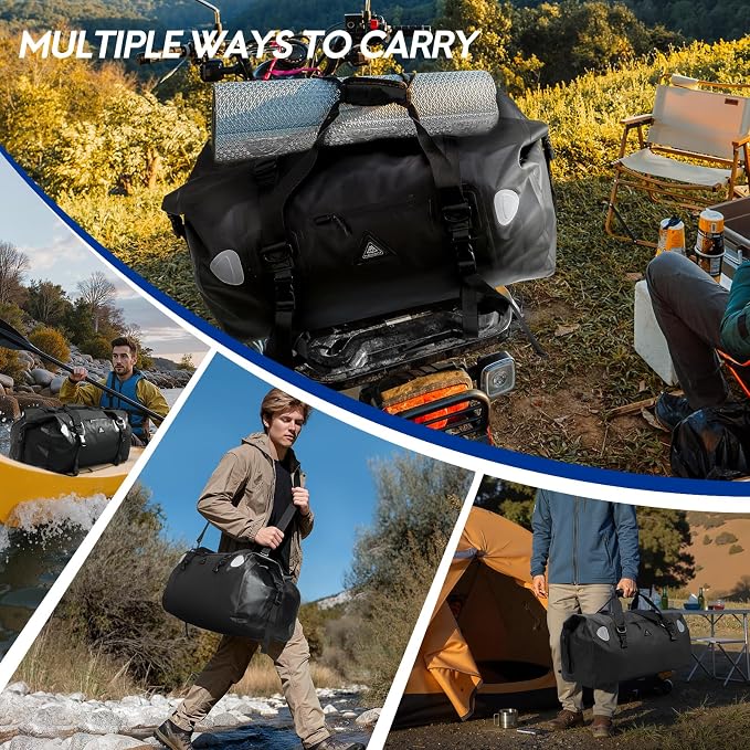 Haimont Waterproof Duffel Bag Roll-top Dry Duffel Bag with Quick-fixed Straps for Motorcycling, Rafting, Boating, SUP, Kayaking, Travel, 50L/70L - Image 6
