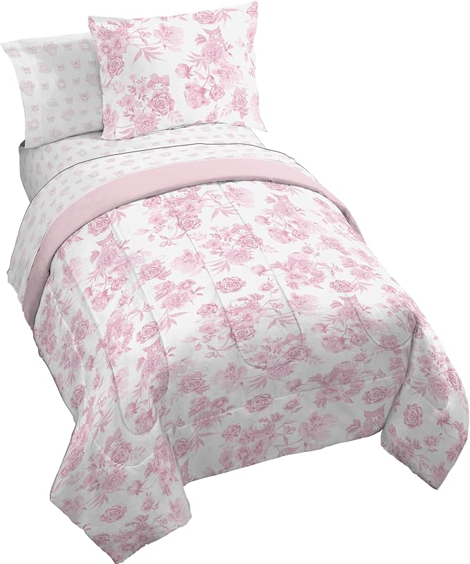 Jay Franco Comforter Set Includes Sheets and Pillow Covers - Soft and Cozy Bed Set for Stylish Room Decor, Official Licensed Bedding, Multi - Hello Kitty, 7 Piece Full by JayFranco