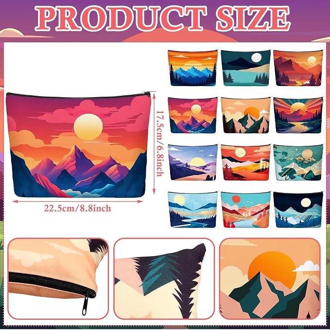 Sweetude 36 Pcs Mountain Makeup Bag Bulk Colorado Gifts Portable Travel Cosmetic Bags with Zipper Waterproof Portable Roomy Travel Toiletry Organizer Storage Beauty Pouch for Women Mountain Gifts - Image 3