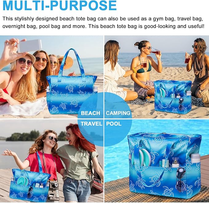 Bluboon Waterproof Beach Tote Pool Bags for Women Ladies Extra Large Carry On Bag With Wet Compartment for Weekender Travel - Image 5