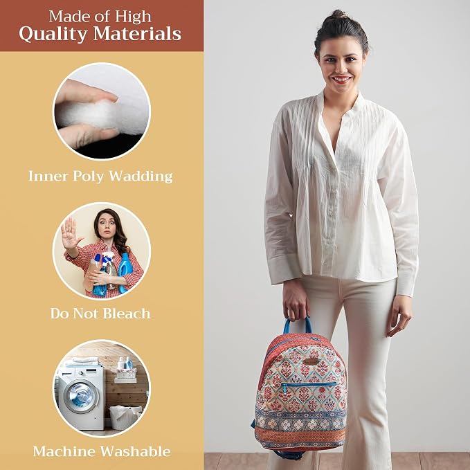 Maison d' Hermine Backpack for Women Men Cotton Shoulder Multipurpose Rucksack with Small Pouch Lightweight Multi Pocket Bag for Travel Work Beach Perfect for Spring Summer (Romane) - Image 3