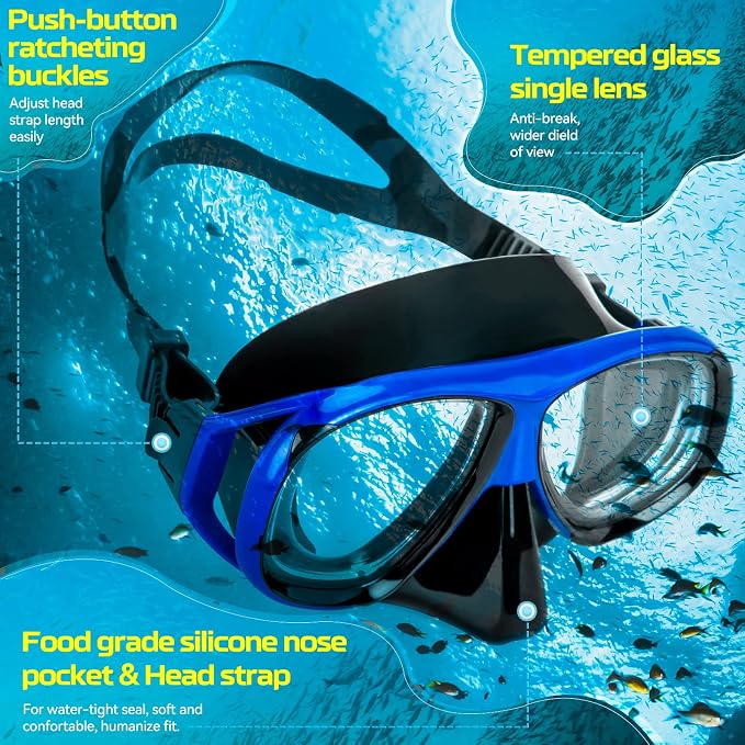 Nearsighted Snorkel Gear, Nearsighted Dry Snorkel Mask Set for Adult Youth, Nearsighted Anti Fog Diving Mask with Detachable Camera Mount & Adjustable Strap for Scuba Diving, Snorkeling, Freediving - Image 3