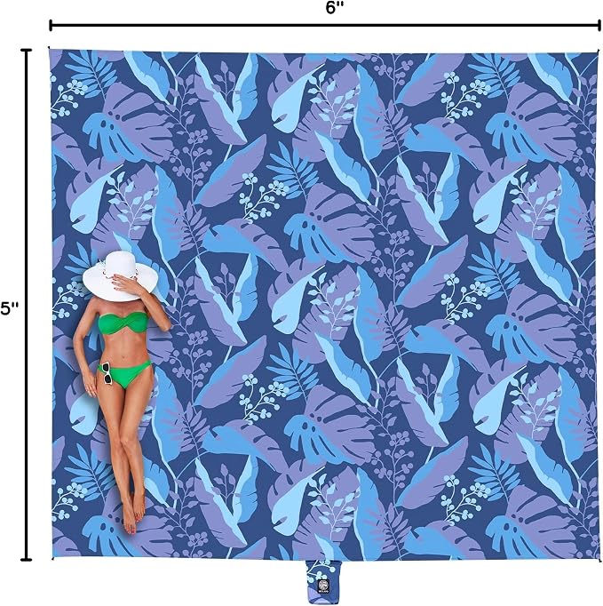 WEKAPO Beach Blanket Waterproof Sandproof Oversized, Extra Large Beach Mat Sand Free, Lightweight & Compact Sand Free Mat with 5 Stakes & 4 Corner Pockets - Image 10