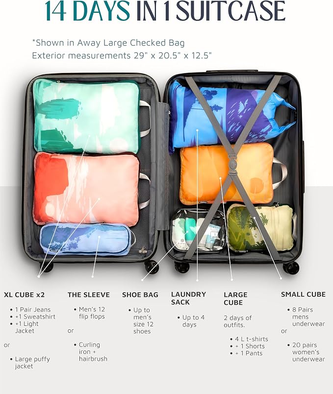 Large Compression Packing Cubes for Travel-Packing Cube Luggage Organizers 7 Piece Set for Checked Luggage-Ultralight, Expandable/Compression Bags by TRIPPED Travel Gear (Getaways) - Image 7