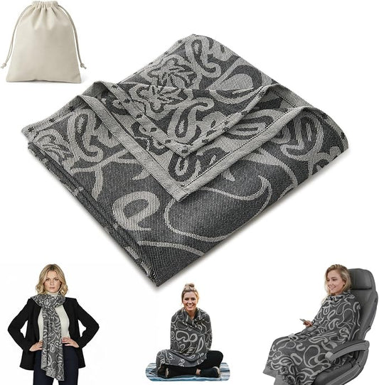 Travel Blanket Airplane - Ultra Soft & Lightweight Knit Design Compact Airplane Blanket,53x72 Inch,Stylish Travel Shawl Wraps for Flights,Office,Home Use,Travel Essentials & Gifts by ECONVCE