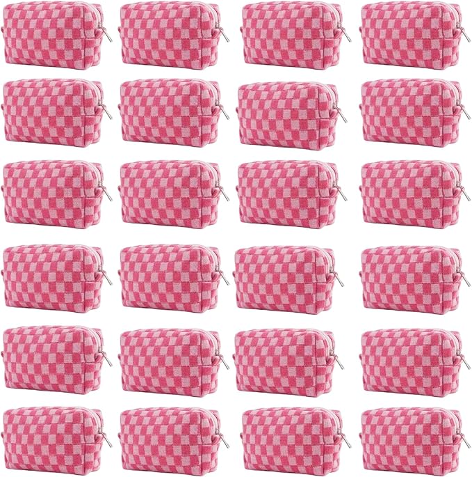 24 PACK Makeup Bags-Bulk Graduation Gifts Bridesmaid Proposal Gifts Makeup Pouch for Wedding Party Favors Bachelorette Party Decorations Toiletry Organizer Bag Cosmetic Case(Pink) by Home